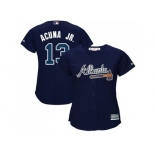 Women Atlanta Braves #13 Ronald Acuna Jr. Navy Blue Alternate Stitched MLB Jersey