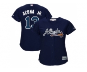 Women Atlanta Braves #13 Ronald Acuna Jr. Navy Blue Alternate Stitched MLB Jersey