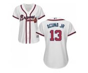 Women Atlanta Braves #13 Ronald Acuna Jr. White Home Stitched MLB Jersey