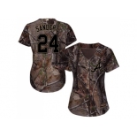 Women Atlanta Braves #24 Deion Sanders Camo Realtree Collection Cool Base Stitched MLB Jersey