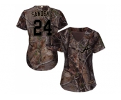 Women Atlanta Braves #24 Deion Sanders Camo Realtree Collection Cool Base Stitched MLB Jersey