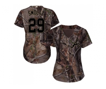 Women Atlanta Braves #29 John Smoltz Camo Realtree Collection Cool Base Stitched MLB Jersey