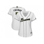 Women Atlanta Braves #5 Freddie Freeman White 2018 Memorial Day Cool Base Stitched MLB Jersey