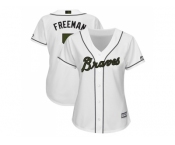 Women Atlanta Braves #5 Freddie Freeman White 2018 Memorial Day Cool Base Stitched MLB Jersey