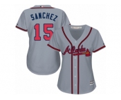 Women Majestic Atlanta Braves #15 Tony Sanchez Authentic Grey Road Cool Base MLB Jersey