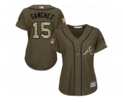 Women Majestic Atlanta Braves #15 Tony Sanchez Replica Green Salute to Service MLB Jersey