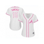 Women Majestic Atlanta Braves #15 Tony Sanchez Replica White Fashion Cool Base MLB Jersey