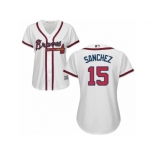 Women Majestic Atlanta Braves #15 Tony Sanchez Replica White Home Cool Base MLB Jersey