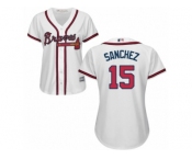 Women Majestic Atlanta Braves #15 Tony Sanchez Replica White Home Cool Base MLB Jersey