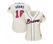 Women Majestic Atlanta Braves #18 Matt Adams Authentic Cream Alternate 2 Cool Base MLB Jersey