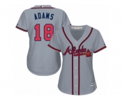 Women Majestic Atlanta Braves #18 Matt Adams Authentic Grey Road Cool Base MLB Jersey