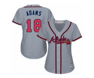 Women Majestic Atlanta Braves #18 Matt Adams Authentic Grey Road Cool Base MLB Jersey