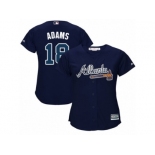 Women Majestic Atlanta Braves #18 Matt Adams Replica Blue Alternate Road Cool Base MLB Jersey