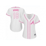 Women Majestic Atlanta Braves #18 Matt Adams Replica White Fashion Cool Base MLB Jersey