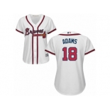 Women Majestic Atlanta Braves #18 Matt Adams Replica White Home Cool Base MLB Jersey