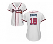 Women Majestic Atlanta Braves #18 Matt Adams Replica White Home Cool Base MLB Jersey