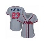 Women Majestic Atlanta Braves #23 Danny Santana Authentic Grey Road Cool Base MLB Jersey