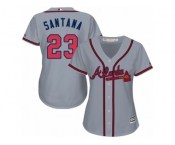 Women Majestic Atlanta Braves #23 Danny Santana Authentic Grey Road Cool Base MLB Jersey