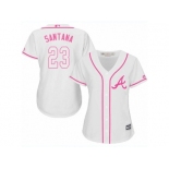 Women Majestic Atlanta Braves #23 Danny Santana Authentic White Fashion Cool Base MLB Jersey