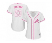 Women Majestic Atlanta Braves #23 Danny Santana Authentic White Fashion Cool Base MLB Jersey