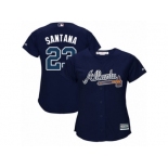 Women Majestic Atlanta Braves #23 Danny Santana Replica Blue Alternate Road Cool Base MLB Jersey