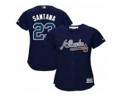 Women Majestic Atlanta Braves #23 Danny Santana Replica Blue Alternate Road Cool Base MLB Jersey