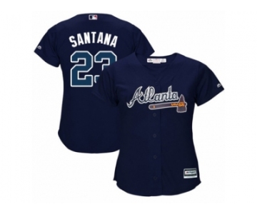 Women Majestic Atlanta Braves #23 Danny Santana Replica Blue Alternate Road Cool Base MLB Jersey