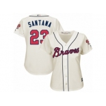 Women Majestic Atlanta Braves #23 Danny Santana Replica Cream Alternate 2 Cool Base MLB Jersey