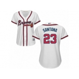 Women Majestic Atlanta Braves #23 Danny Santana Replica White Home Cool Base MLB Jersey