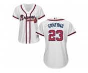 Women Majestic Atlanta Braves #23 Danny Santana Replica White Home Cool Base MLB Jersey