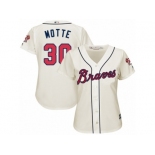 Women Majestic Atlanta Braves #30 Jason Motte Authentic Cream Alternate 2 Cool Base MLB Jersey