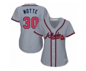 Women Majestic Atlanta Braves #30 Jason Motte Authentic Grey Road Cool Base MLB Jersey