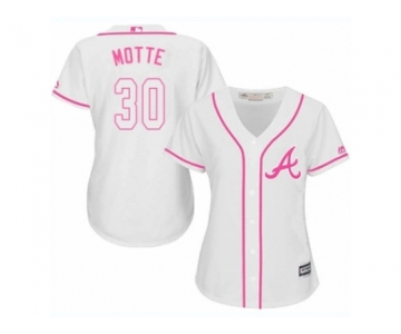 Women Majestic Atlanta Braves #30 Jason Motte Authentic White Fashion Cool Base MLB Jersey