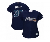 Women Majestic Atlanta Braves #30 Jason Motte Replica Blue Alternate Road Cool Base MLB Jersey