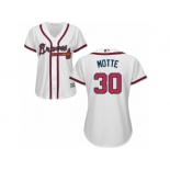 Women Majestic Atlanta Braves #30 Jason Motte Replica White Home Cool Base MLB Jersey