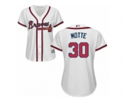 Women Majestic Atlanta Braves #30 Jason Motte Replica White Home Cool Base MLB Jersey