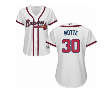 Women Majestic Atlanta Braves #30 Jason Motte Replica White Home Cool Base MLB Jersey