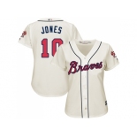 Women's Atlanta Braves #10 Chipper Jones Cream Alternate Stitched MLB Jersey