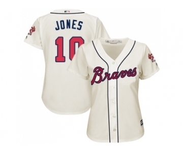 Women's Atlanta Braves #10 Chipper Jones Cream Alternate Stitched MLB Jersey