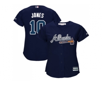 Women's Atlanta Braves #10 Chipper Jones Navy Blue Alternate Stitched MLB Jersey