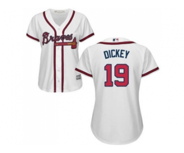 Women's Atlanta Braves #19 R.A. Dickey White Home Stitched MLB Jersey