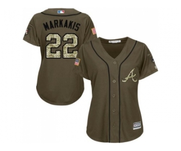 Women's Atlanta Braves #22 Nick Markakis Green Salute to Service Baseball Jersey