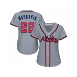 Women's Atlanta Braves #22 Nick Markakis Grey Road Stitched MLB Jersey