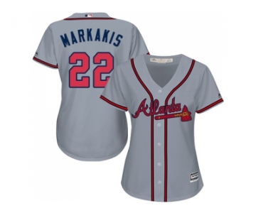 Women's Atlanta Braves #22 Nick Markakis Grey Road Stitched MLB Jersey