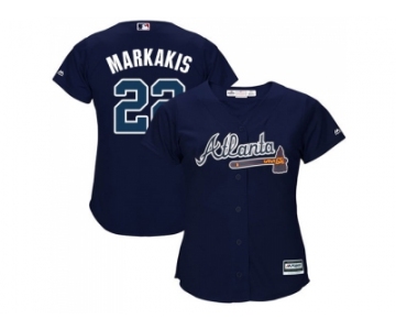 Women's Atlanta Braves #22 Nick Markakis Navy Blue Alternate Stitched MLB Jersey