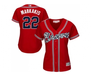 Women's Atlanta Braves #22 Nick Markakis Red Alternate Stitched MLB Jersey