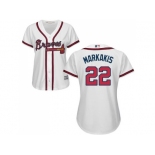 Women's Atlanta Braves #22 Nick Markakis White Home Stitched MLB Jersey