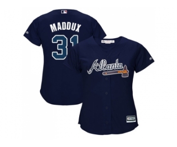 Women's Atlanta Braves #31 Greg Maddux Navy Blue Alternate Stitched MLB Jersey