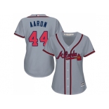 Women's Atlanta Braves #44 Hank Aaron Grey Road Stitched MLB Jersey