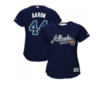 Women's Atlanta Braves #44 Hank Aaron Navy Blue Alternate Stitched MLB Jersey